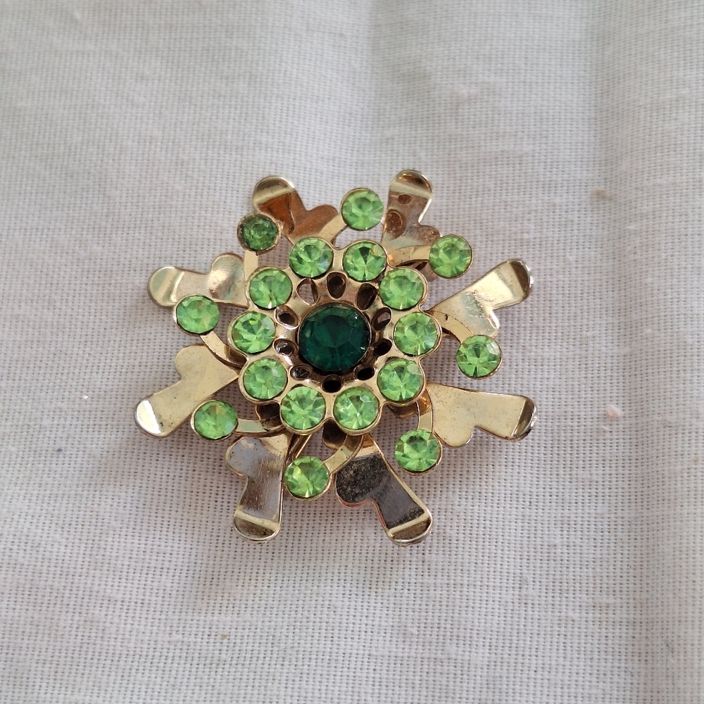 Gold and Green Brooch